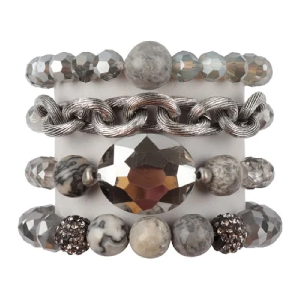 Gun Metal Bracelet Set